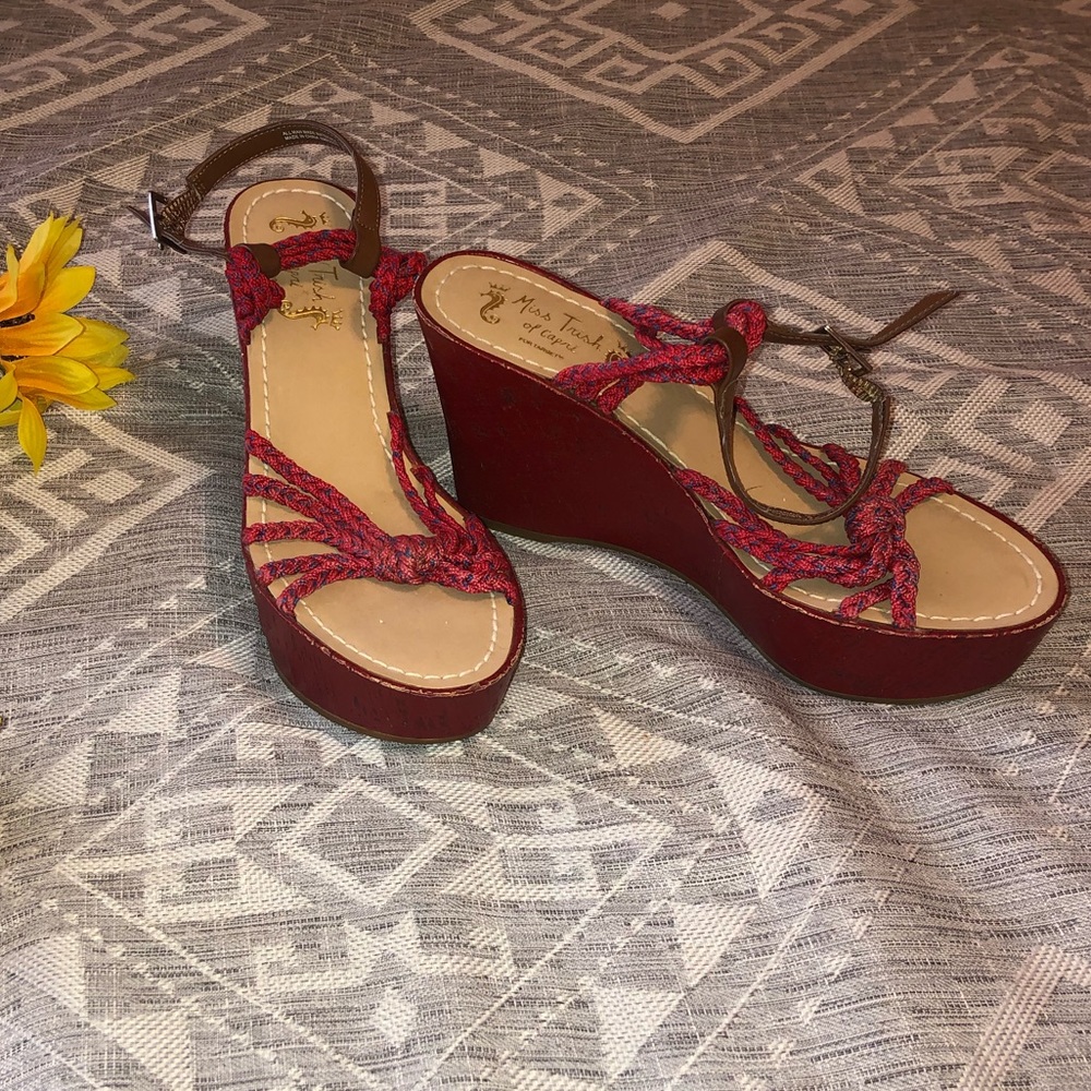 Miss Trish of Capri Red Rope Wedge